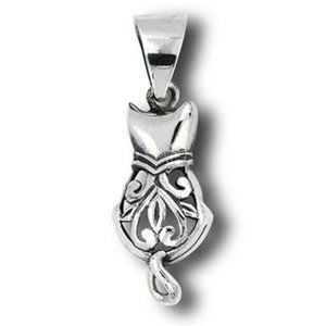 925 STERLING SILVER FILIGREE CAT PENDANT
